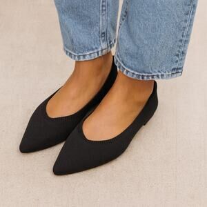 Vivaia SZ 41/9.5 Pointed-Toe Ballet Flats In Black-Water Repellent NEW